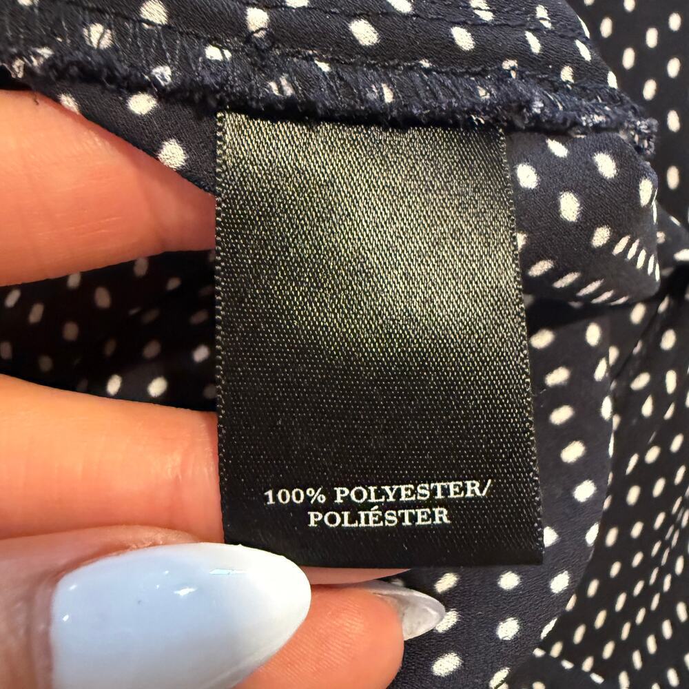 Ann Taylor Polka Dot Long Sleeve V Neck Career Blouse Office Work Medium Drape - Picture 7 of 9